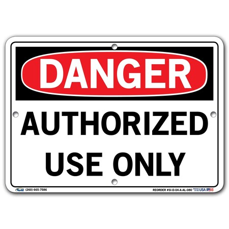 Vestil Aluminum Sign, 7-1/2" H, 10-1/2" W, Aluminum, Rectangle, English, SI-D-04-A-AL-080 SI-D-04-A-AL-080